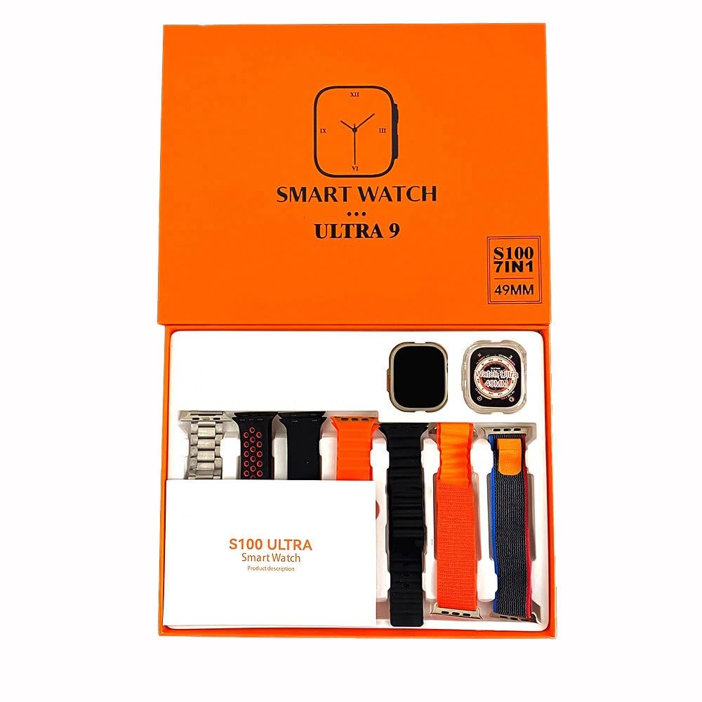S100 Smart Watch Ultra 9 & 7 in 1 Strap | wireless charging Smart Watch AM Style Hub